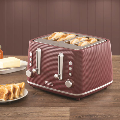 Daewoo Cascade 2-Slice Textured Matte Toaster - Defrost & Reheat Functionality Black, Dual Browning Controls