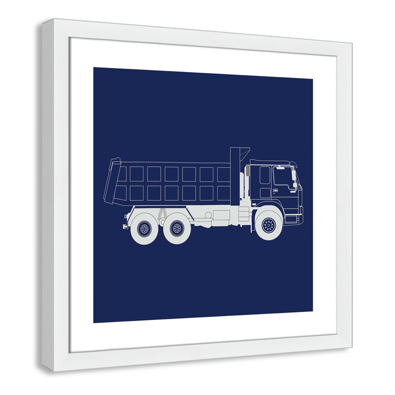 Art encadré Wild Camions, H 22,5 po x l 22,5 po x P 0,6 po, Encadré plat blanc