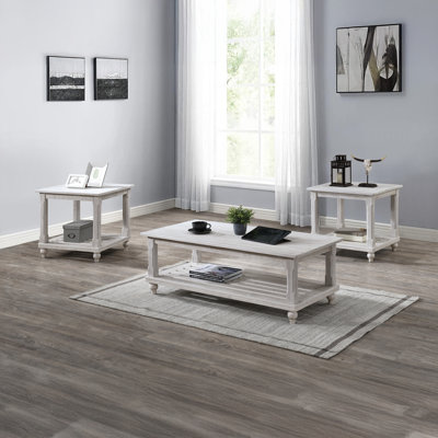 Ensemble de 3 tables d'appoint en bois blanc Cade