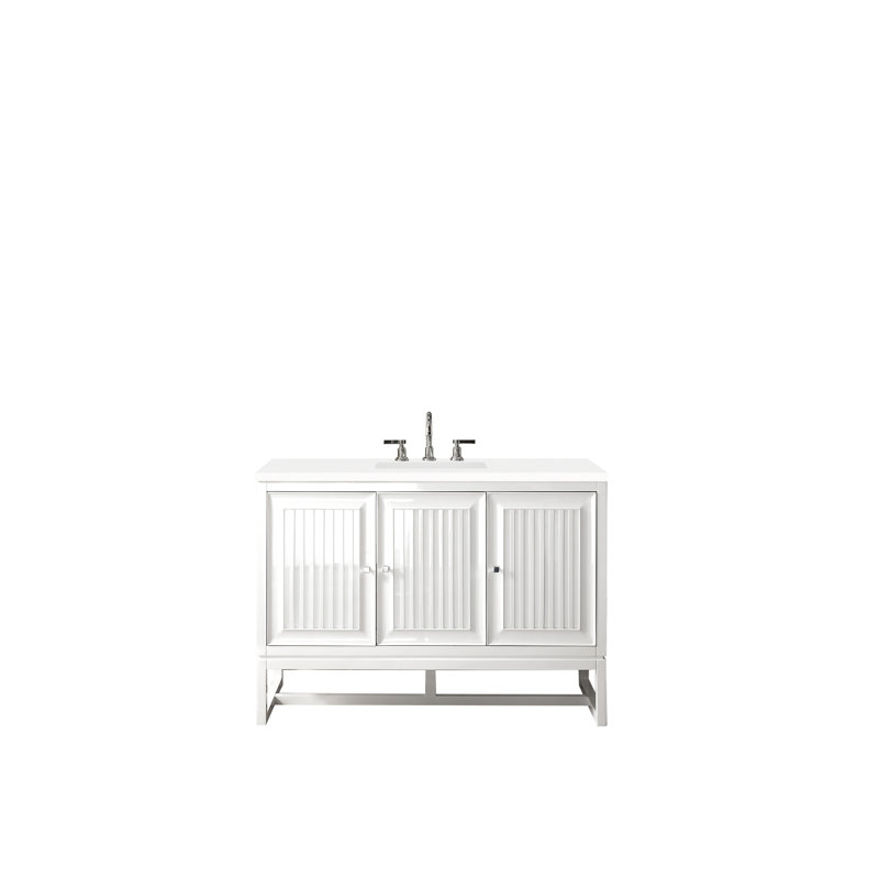 Athens 48'' W Single Vanity, Glossy White, White Zeus, 8" Widespread