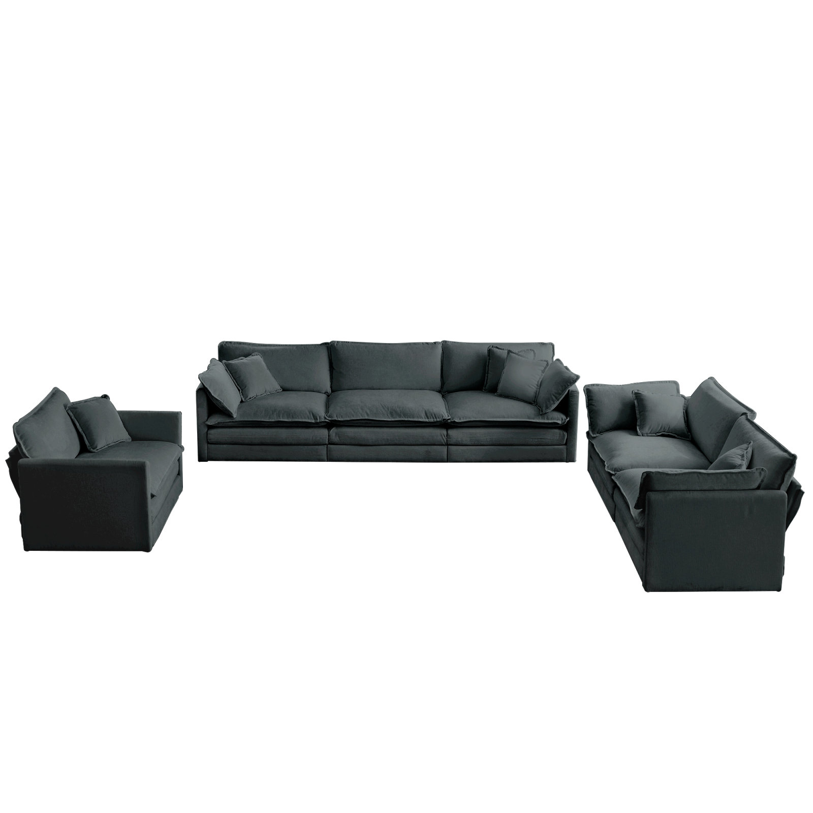 Latitude Run® Modern Sofa Couch, 3 Piece Set Extra Deep Seat Sectional ...