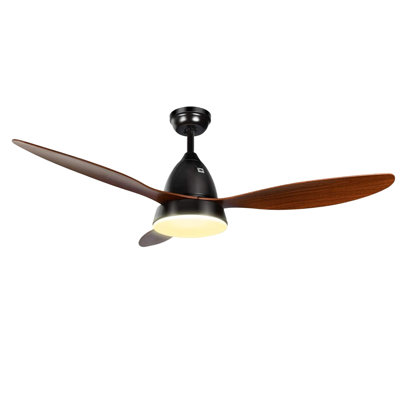 52 In. Indoor Black Modern Ceiling Fan With Light Kit And Remote Control