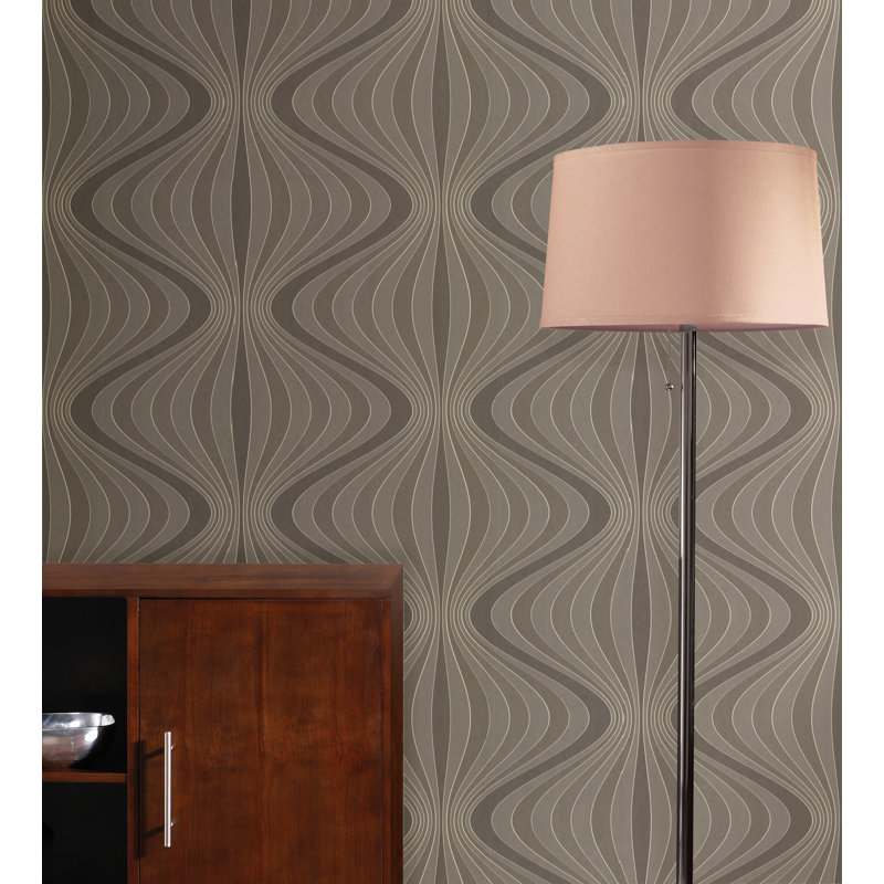 Rouleau de papier peint embossé 3d 33 pi x 20,5 po hendrix gravure ogee Geo, Gris