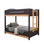 Mobilier de chambre à coucher avec lit superposé simple au-dessus de simple de style contemporain avec insert et verrou en mauve / mauve / fini naturel