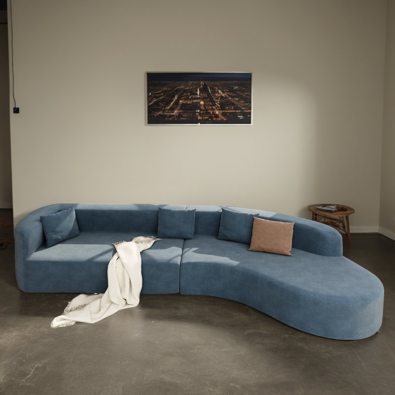 Canapé modulaire rembourré 2 pièces pour le salon, Mélange de polyester bleu
