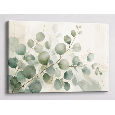 Grand art mural sur toile botanique d'eucalyptus, feuille verte minimaliste pour salon, chambre à coucher, décor de ferme, impression sur toile 24 x 36 pouces - prêt à être accroché