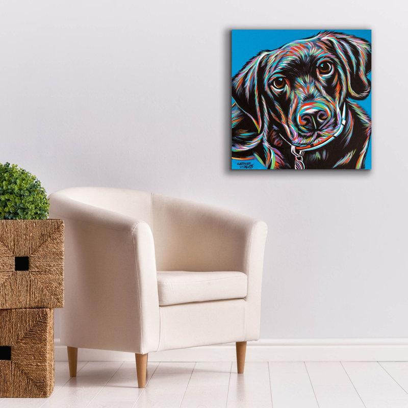 «Furry Dog Friend 2» par Carolee Vitaletti, art mural sur toile, H 26 po x l 26 po x P 1,5 po