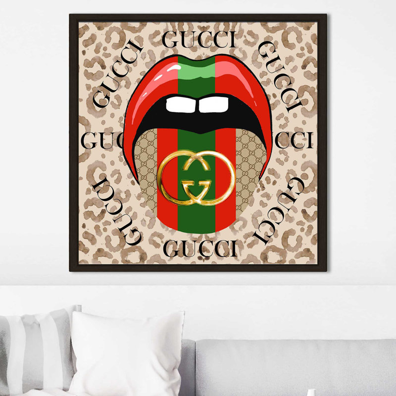 Gucci langue (carré) par Antonyus Bunjamin (Abe) - impression, H 39,5 po x l 39,5 po x P 2 po, Cadre flottant espresso