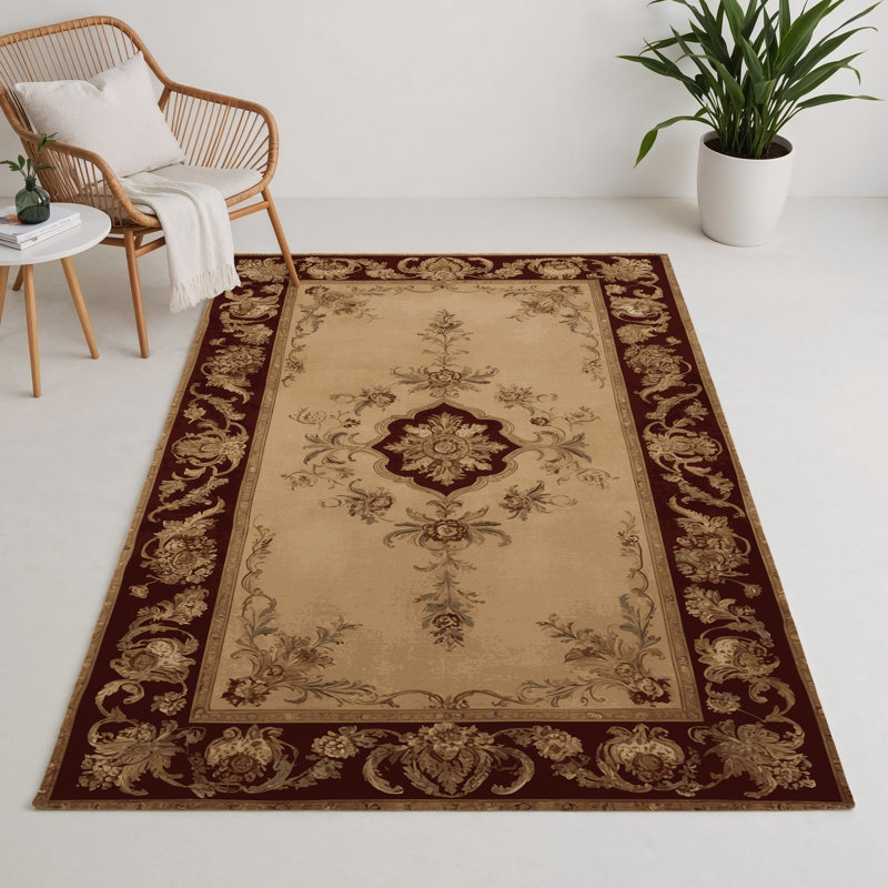 Tapis d'intérieur et d'extérieur brun français, Rectangle 5 pi x 7 pi