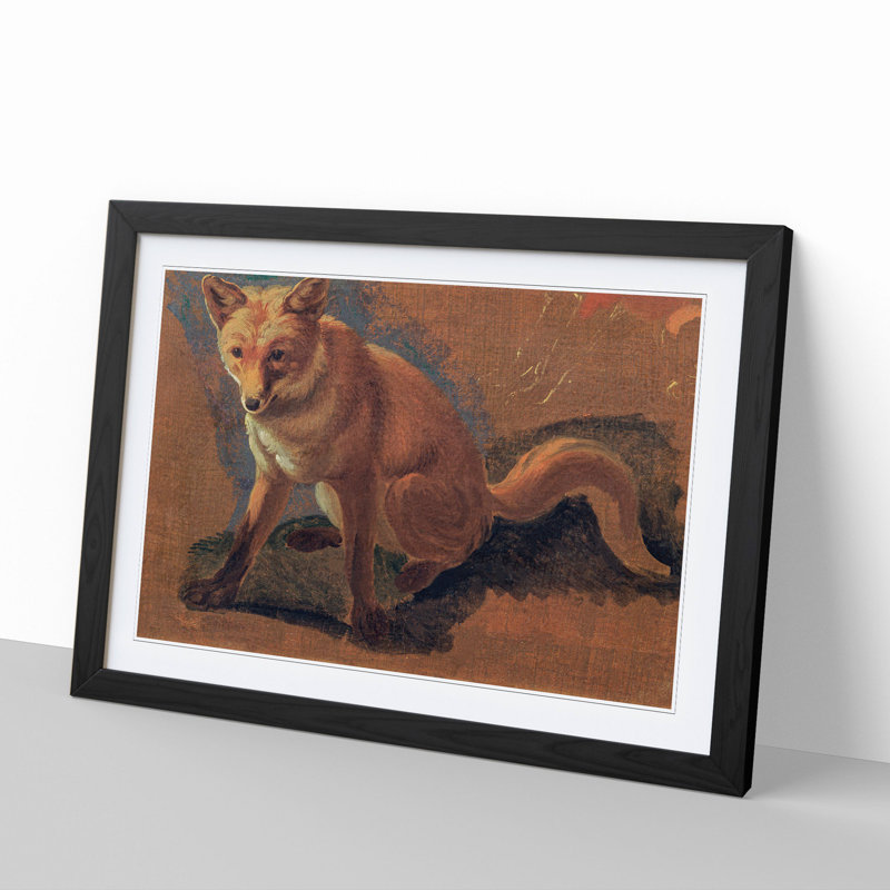 Study of a Fox by Jacques-Laurent Agasse - Framed Print, Black Framed, 36cm H x 48cm W x 2cm D