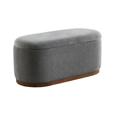 Elegant Gray Corduroy Upholstered Lift Top Storage Trunk Plywood Bench With Cover