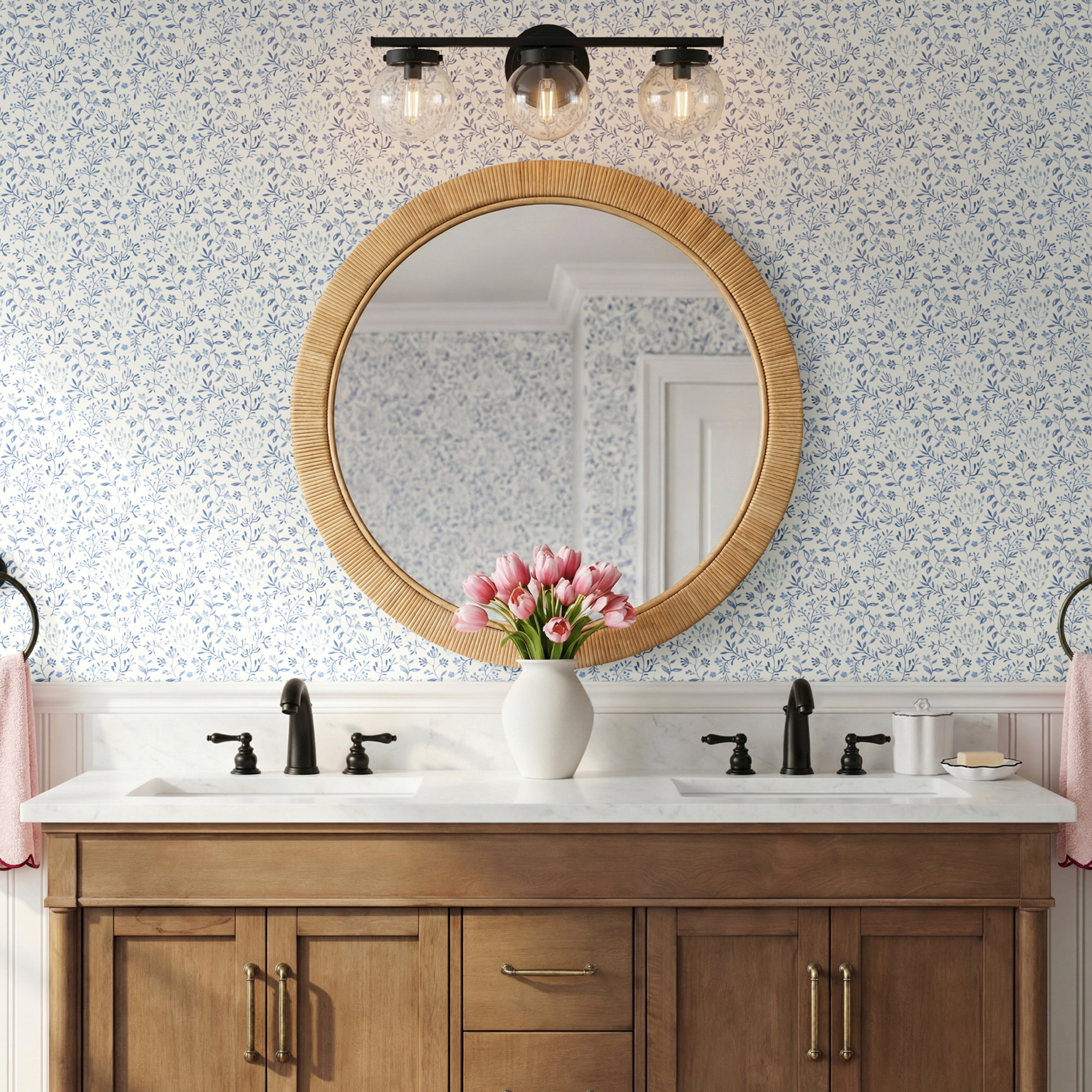 Finian 3 Light Dimmable Vanity Light, Clear, Matte Black