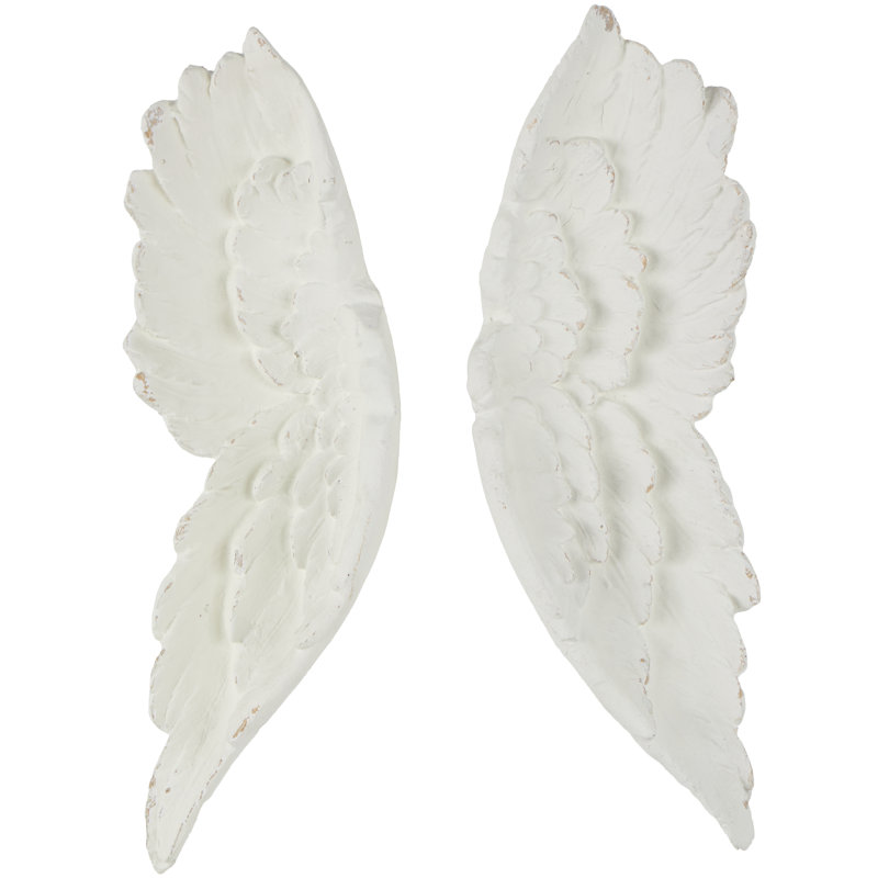 Magnesium Oxide Carved Wings Bird Home White Wall Decor Set
