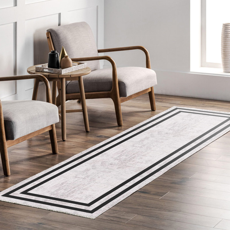 Tapis rectangulaire avec envers antidérapant Vipul, Tapis de couloir 3 pi 4 po x 8 pi 3 po