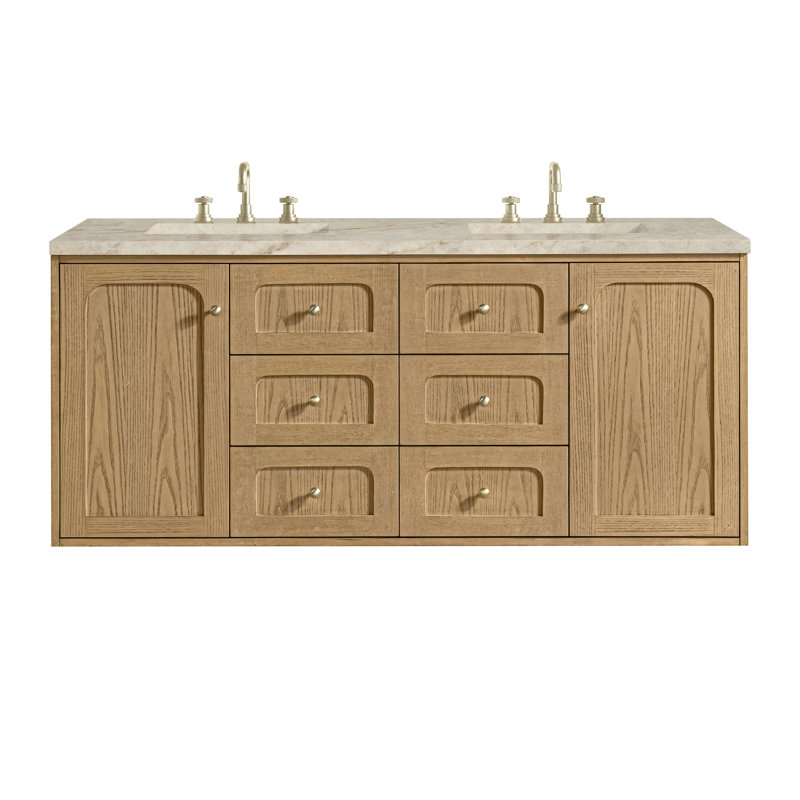 Laurent 60" Double Vanity, Widespread, Tajnar Eclos, Light Natural Oak