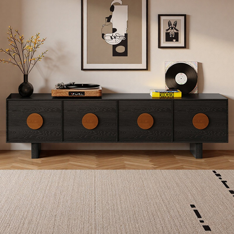 Solid Wood TV Stand with Cabinets, Drawers, 20.47"H x 86.61"L x 21.65"W
