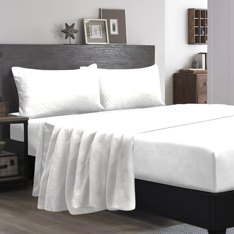 Ensemble de draps luxueux et doux et confortable, Ensemble de draps pour lit simple avec un drap-hou, Blanc