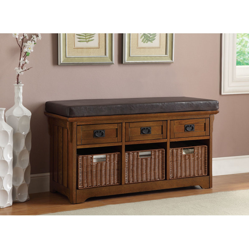 Banc en cuir Aanya, H 23 po x l 42 po x P 15,25 po