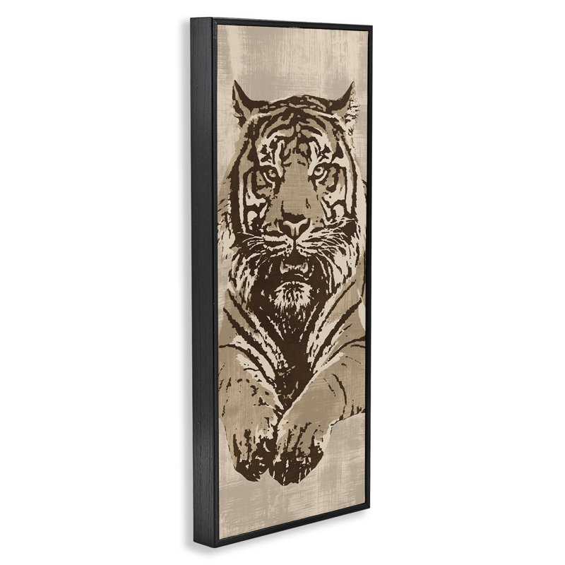 «Tigre féroce», estampe numérique encadrée par Andrew Cooper, H 24 po x l 10 po, Giclée encadrée noir minuit