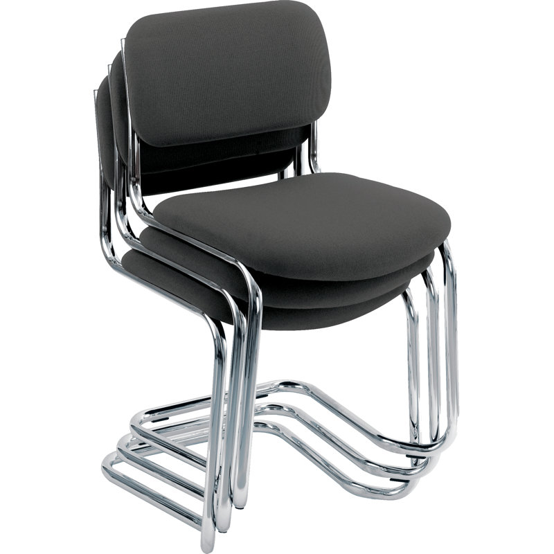 Sayers Armless Stacking Chair with Cushion, Charcoal Pyra