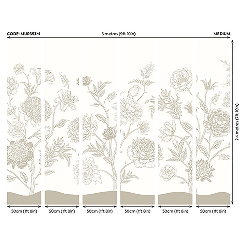 Murale verte Jacobean Rose Trail, Beige