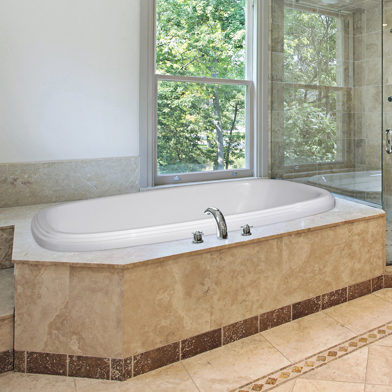Sylvia 60'' L Air Bathtub, White, Polished Brass