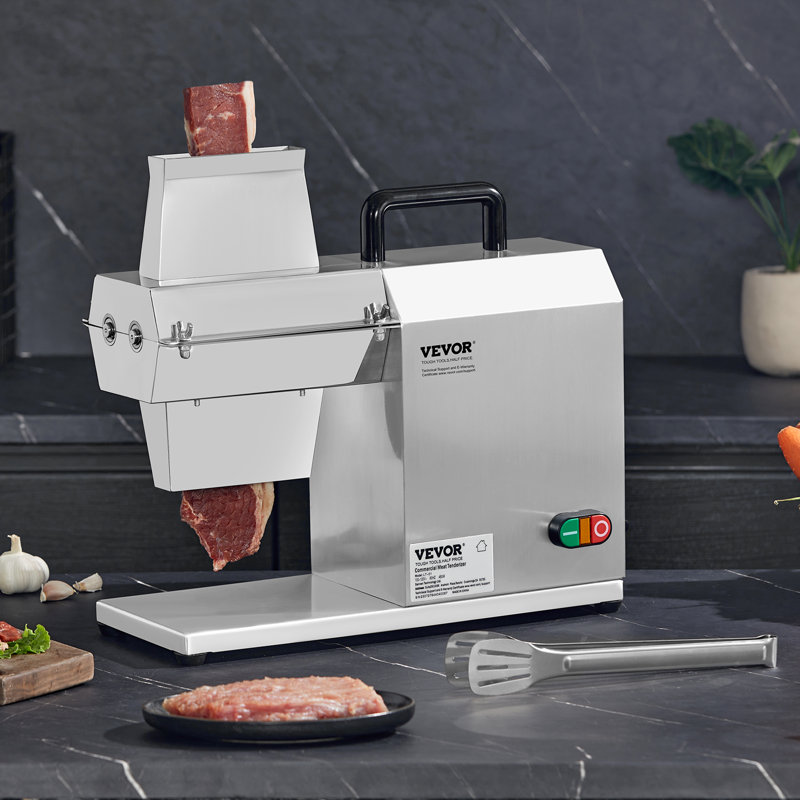 Commercial Meat Tenderizer, 450W Electric Meat Tenderizer Machine for Beef, Heavy-Duty Stainless Steel Kitchen Tool with Handle, Meat Tong, and Cleaning Brush, Turkey, Chicken, Pork, and Fish