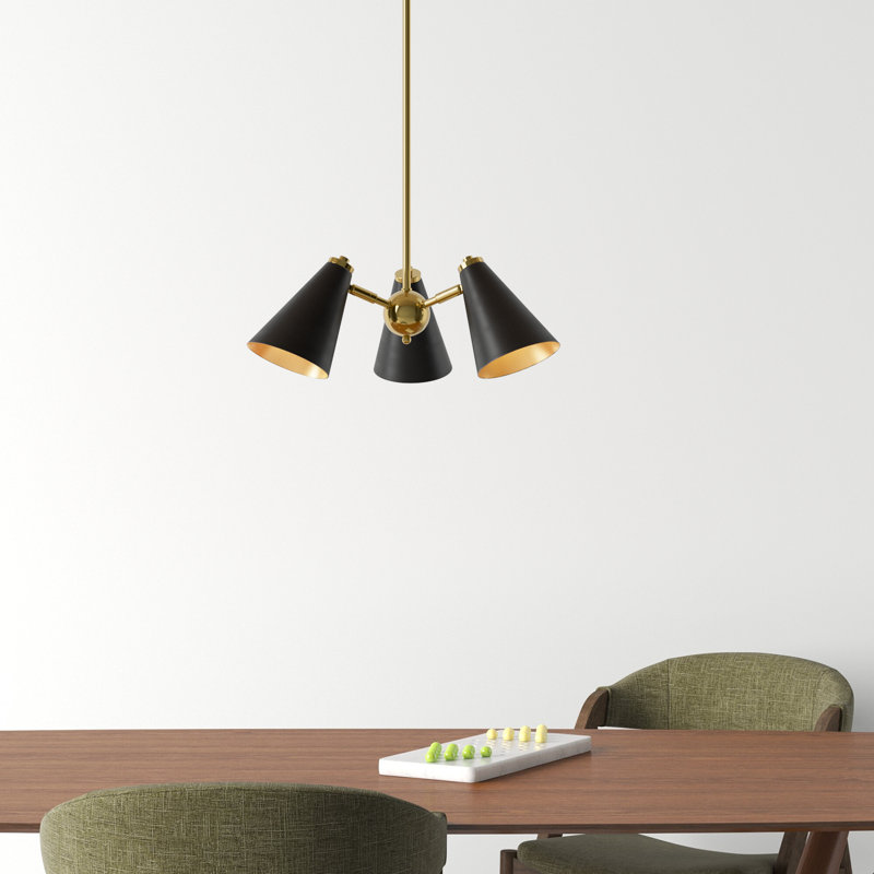 Avia 3 - Light Black/Brass Cone Pendant