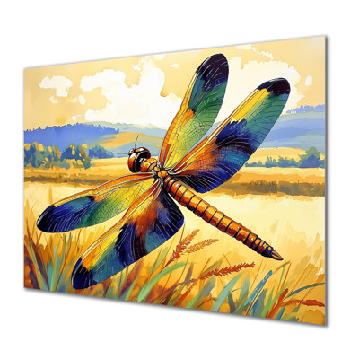 Dragonfly In The Meadows - Animals Metal Decor, Dragonfly Metal Print