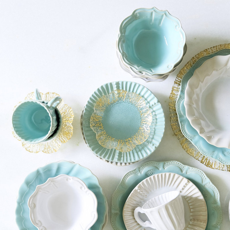 Incanto Stone Ruffle Salad Plate, White