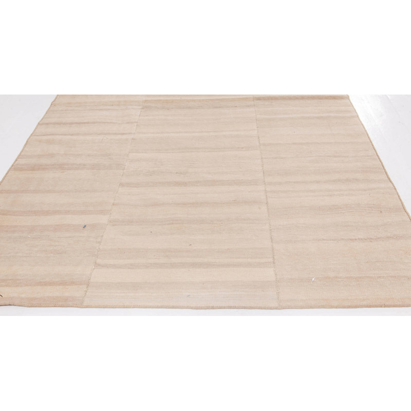 Tapis de couloir beige moderne à tissage plat 3 pi 5 po x 14 pi Modern
