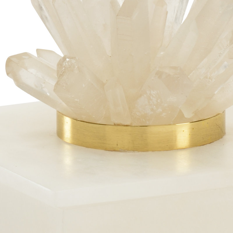Natural White Alabaster Decorative Box with Antique Brass Band