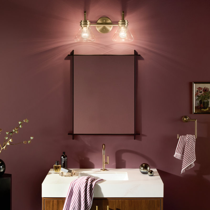 Éclairage pour salle de bain 2 lumières 19,25 po avec verre transparent, Bronze