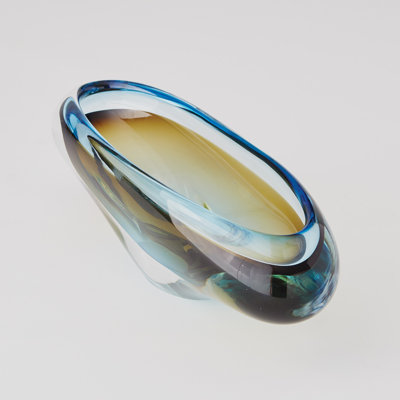 Canoe Bowl-Turquoise/Beige
