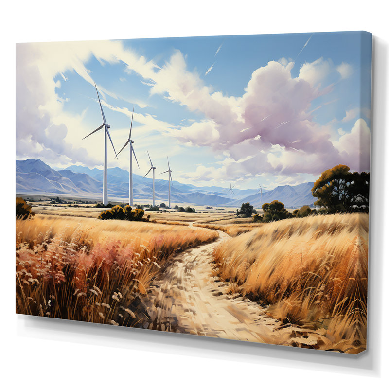 Wind Turbines Sunlit Spin - reproduction sur toile, Toile tendue, H 12 po x l 20 po x P 1 po