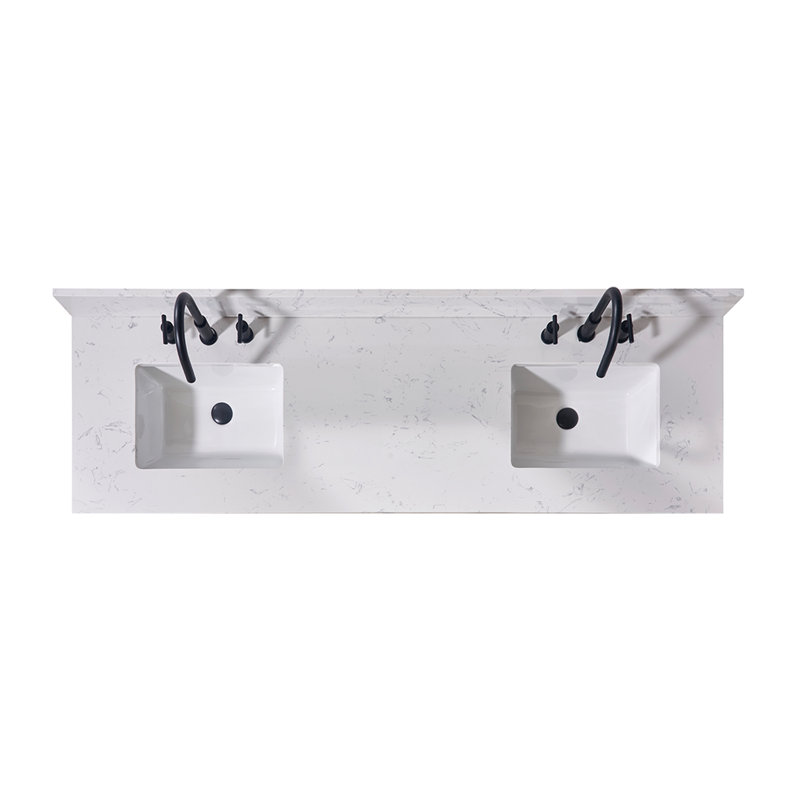 Trento 73" White Composite Stone Double Vanity Top with Sink
