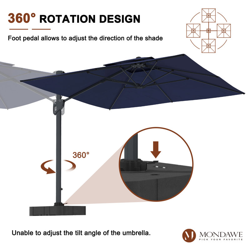 Parasol en porte-à-faux Angelia, Bleu marine
