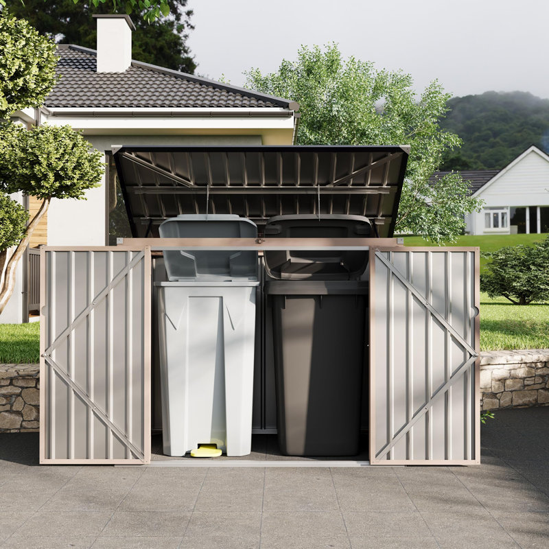 Metal Outdoor Storage Shed Kit, Lockable Utility Shed with Air Vent for Backyard, Garden & Patio Lawn, brown, Brown