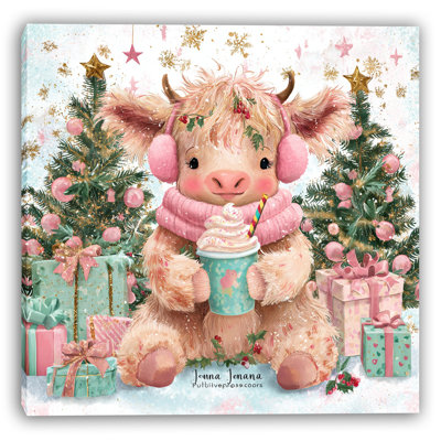 Art de toile rose vache rose avec toile de cacao