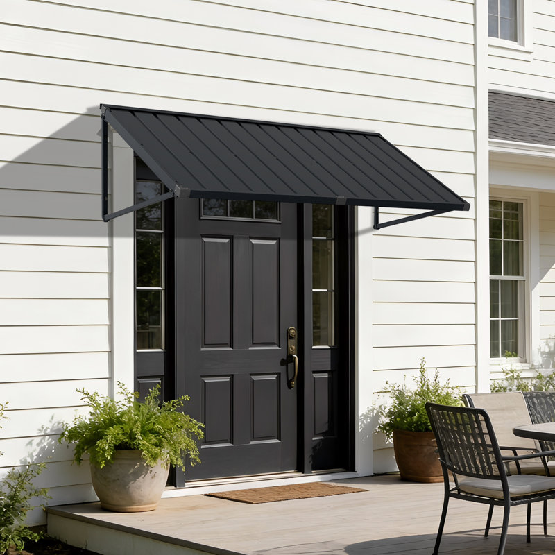 Powder-coated Metal Frame Standing Seam Fixed Window Awning All Weather Protection Door Canopy for Entrance, Windows, Porches, Balconies