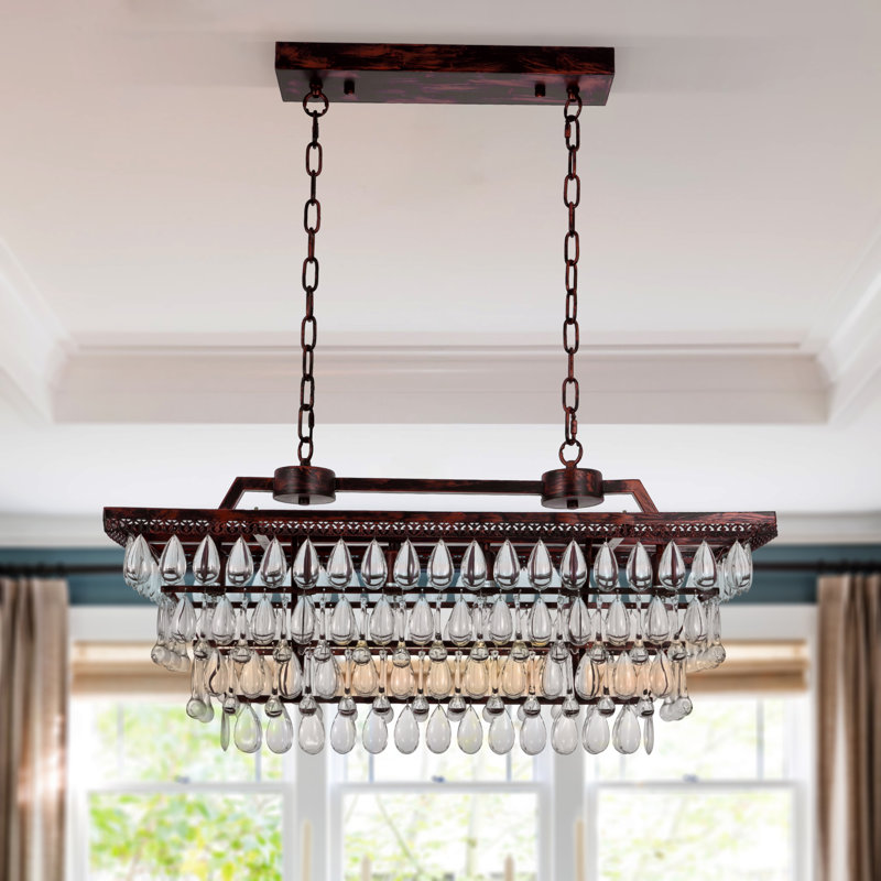 Lustre rétro en cristal 6 lumières Vintage