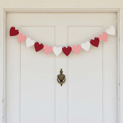 Red Glittery Happy Valentine's Day Banner and Red Pink Hearts Banner Valentine's Day Banner Garland with Heart Signs Valentines Day Party Decorations for Valentines Wedding Anniversary Engagement Party Supplies