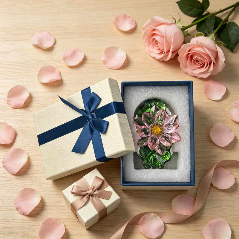 Figurine en verre rose