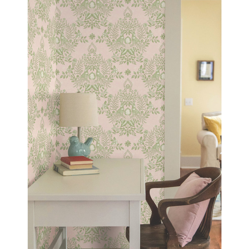 Papier peint adhésif Cottontail, Rose / vert