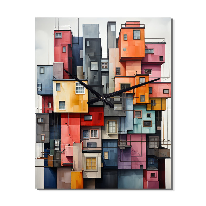 Constructivism Horizons construits - horloge murale abstraite surdimensionnée, Très grand
