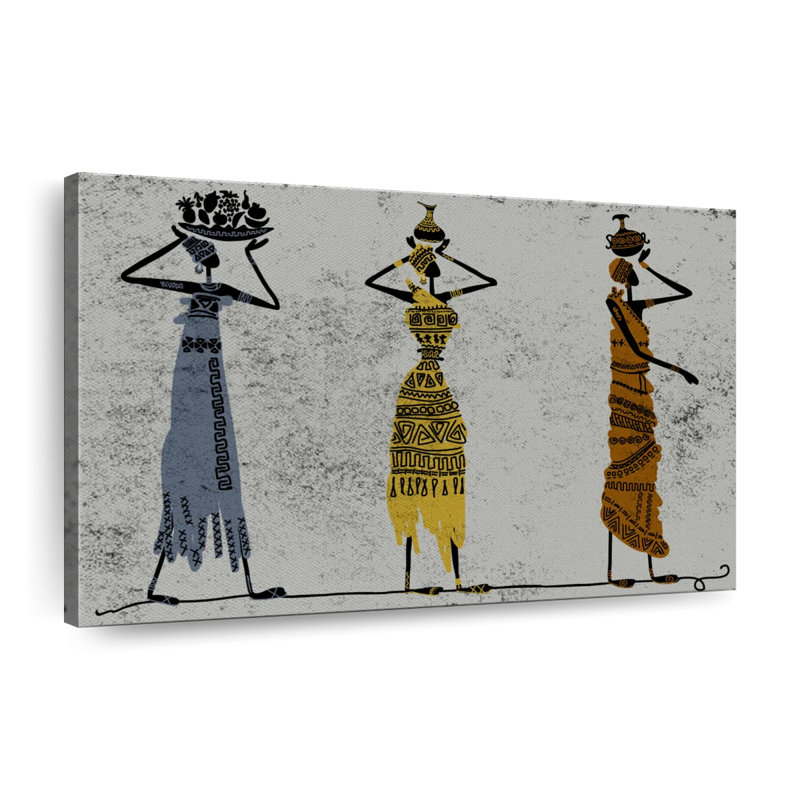 Tête de femme africaine portant sur toile, H 26 po x l 39 po x P 1,25 po