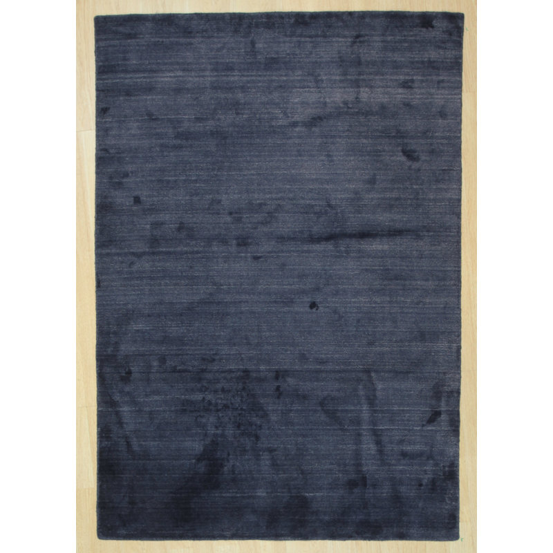 Tapis bleu marine noué à la main, Rectangle 8 pi x 10 pi