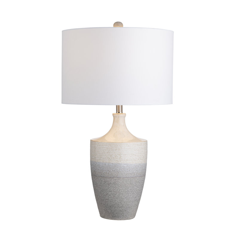 30.25" Ceramic Table Lamp With White Shade
