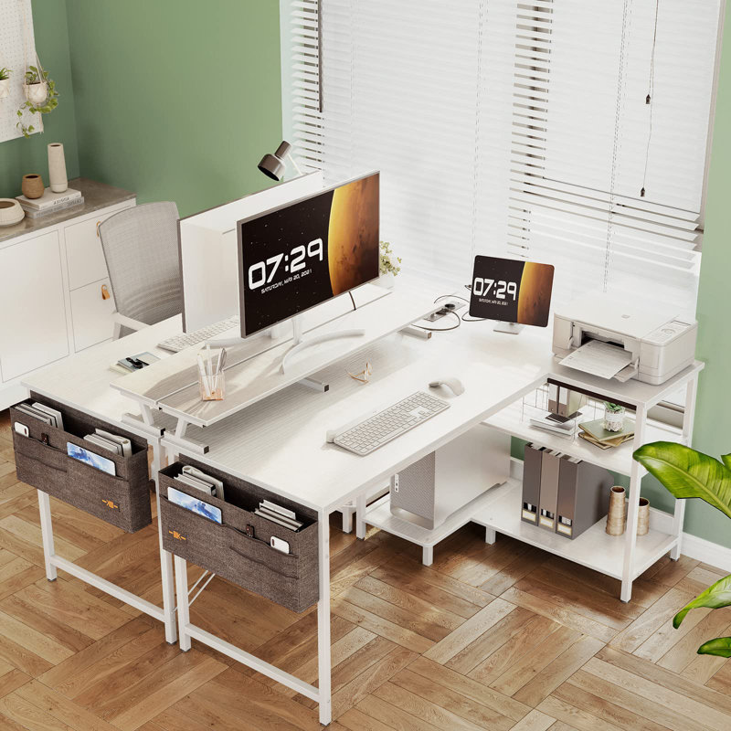 Analyce L-Shaped Writing Desk, White