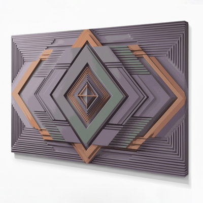 «Geometric Abstraction 56», art mural sur toile rose